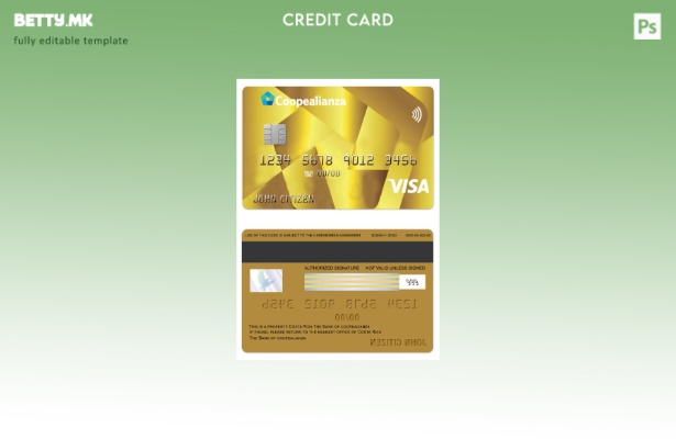 Модерен стил Шаблон за виза златна картичка Костарика Coopealianza